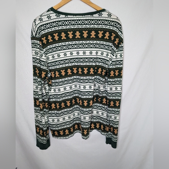 LC Lauren Conrad Gingerbread Jammies PJ set Pajama Set Fairisle Dark Green Sz XL - Picture 4 of 12